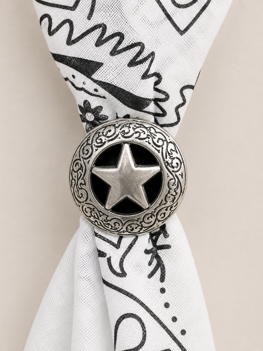 Bandana Bianca Con Anello Western