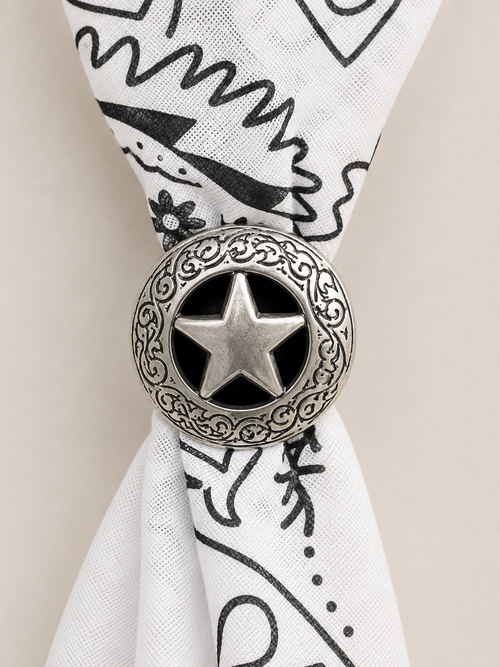 Bandana Bianca Con Anello Western