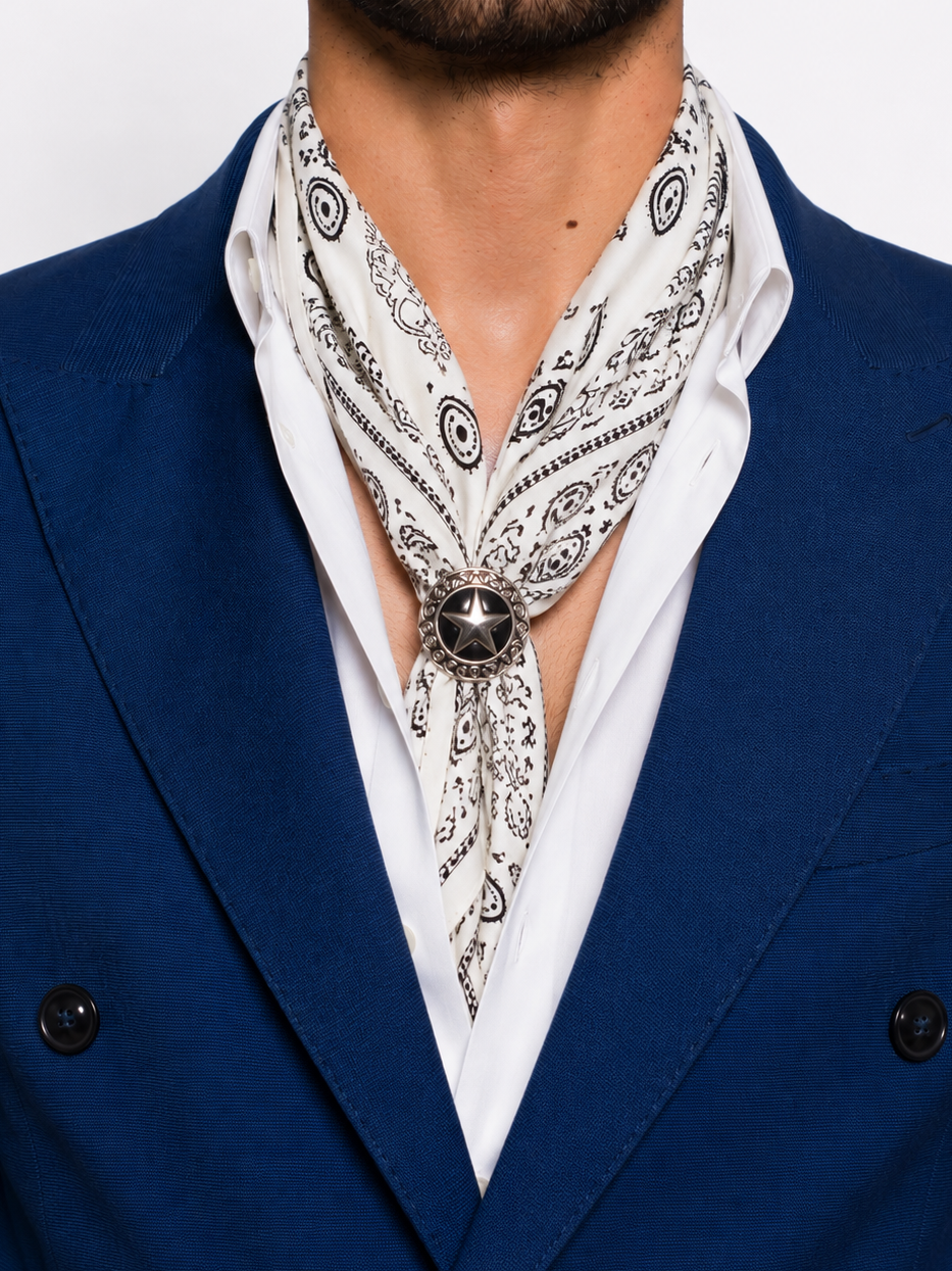 Bandana Bianca Con Anello Western
