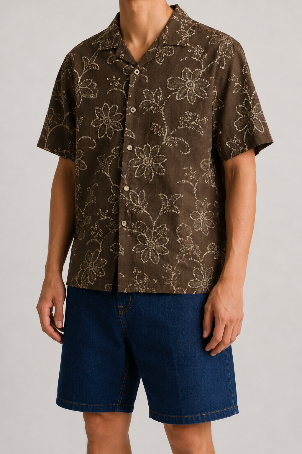 Camicia Resort Ricamo Floreale