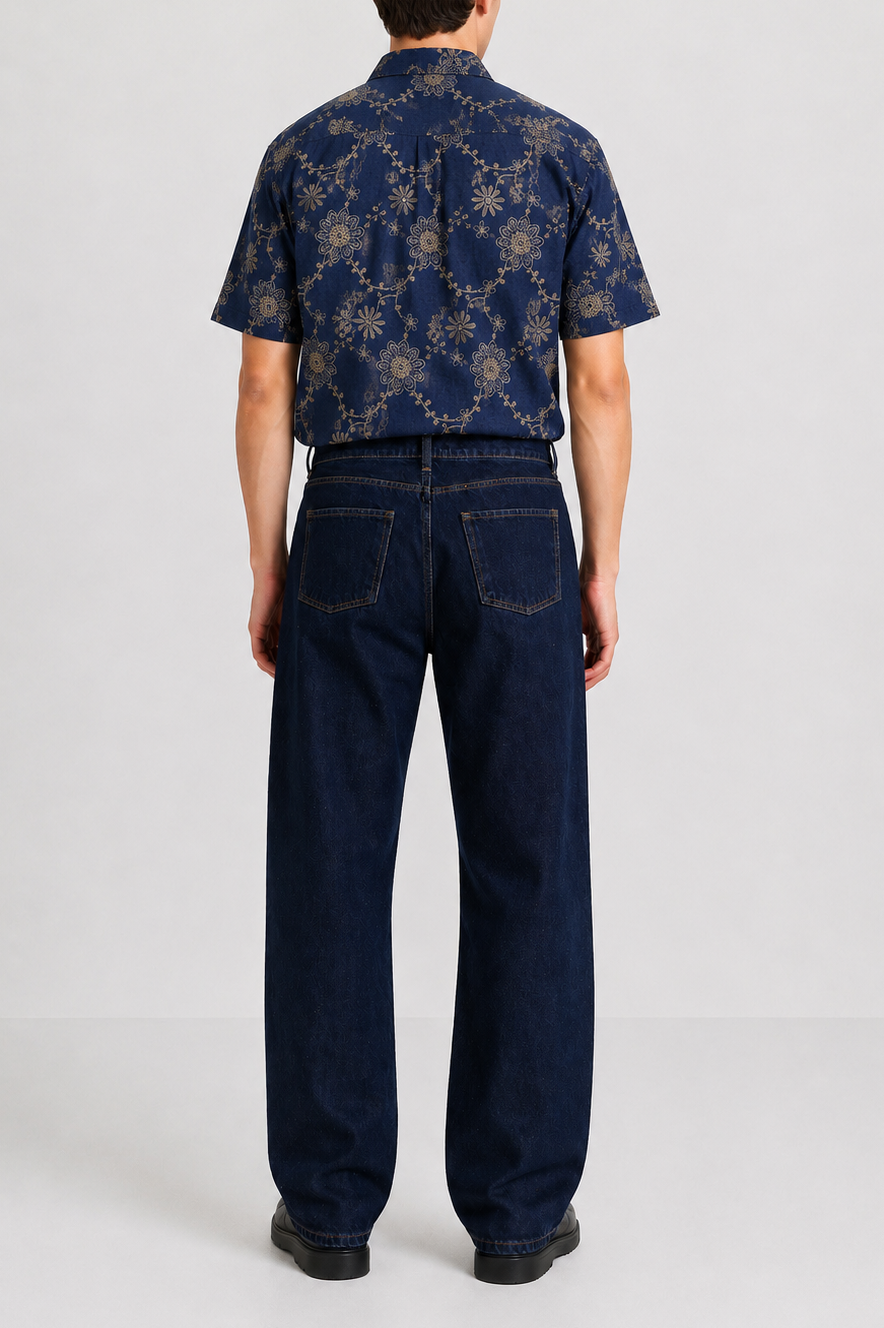 Jeans Wide Leg Indigo – Struttura Essenziale