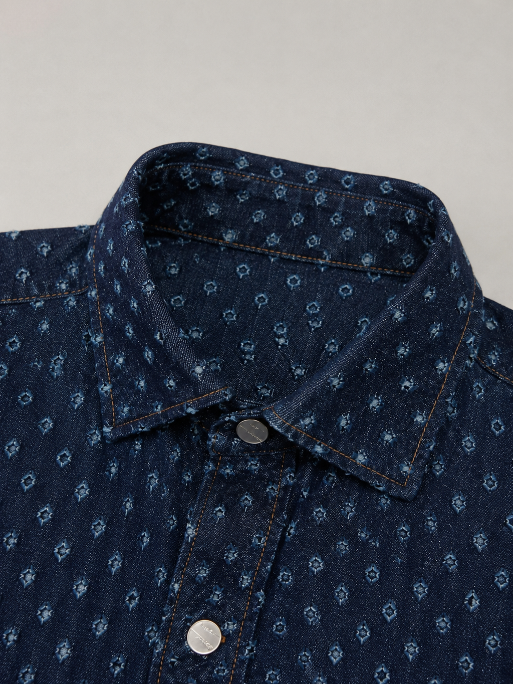 Camicia Overshirt Denim Fantasia Micro Geometrica
