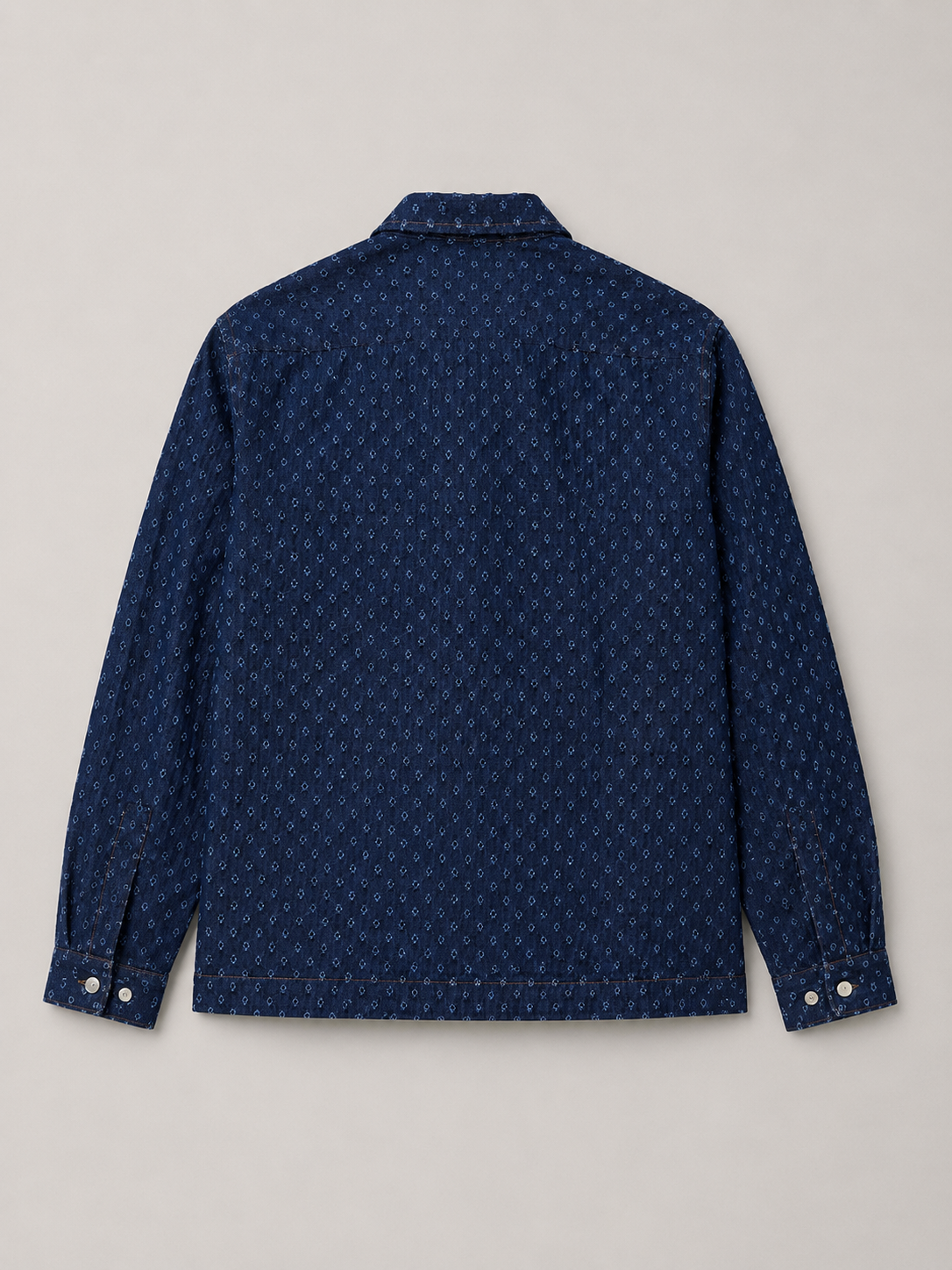 Camicia Overshirt Denim Fantasia Micro Geometrica