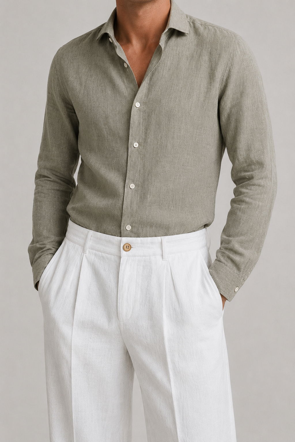 Camicia lino slim fit