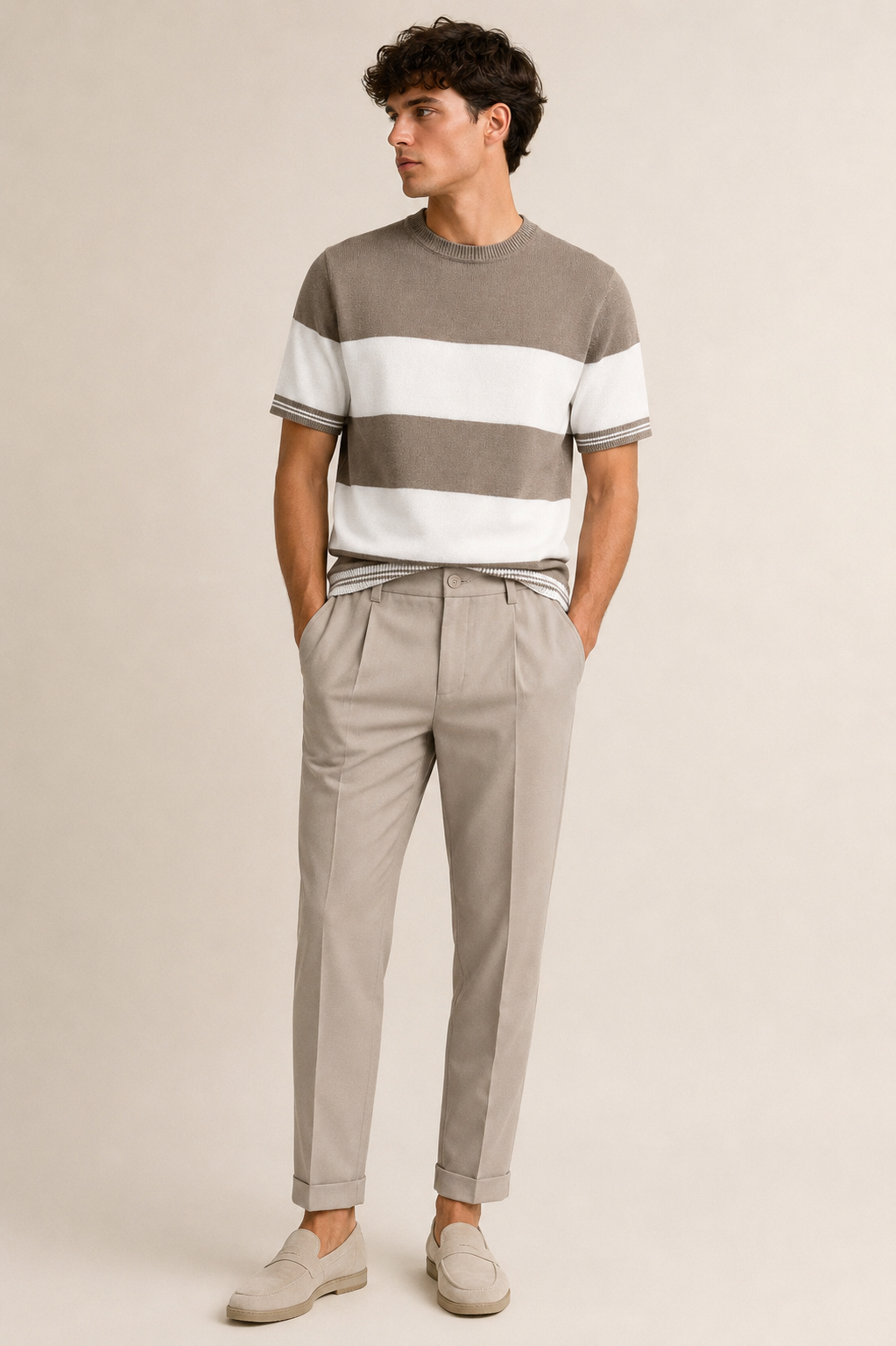 T-Shirt in Maglia Riga Orizzontale