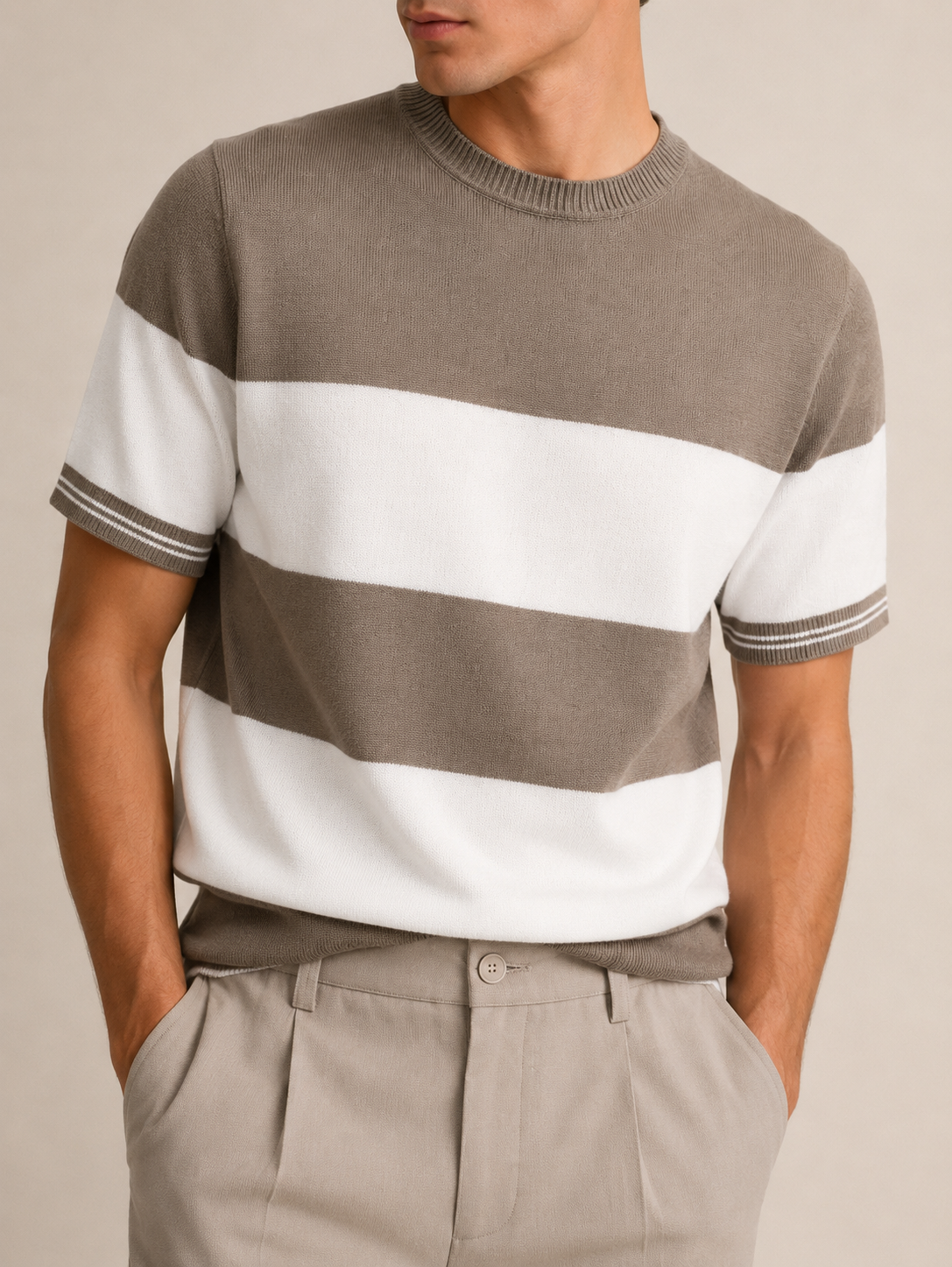 T-Shirt in Maglia Riga Orizzontale