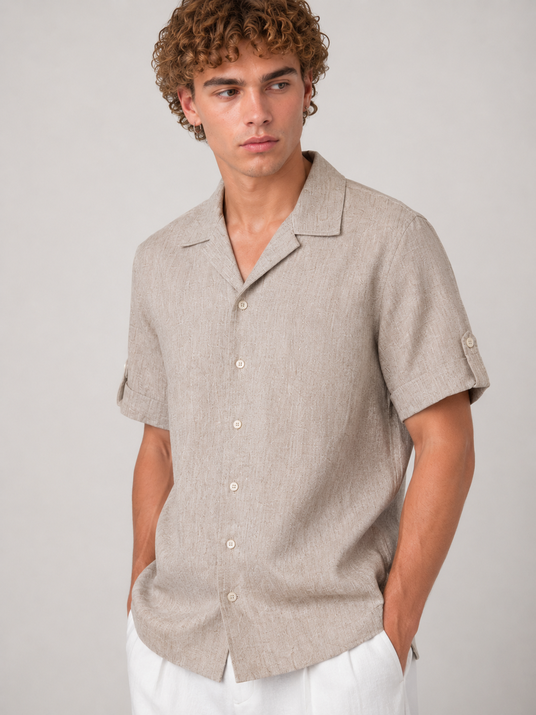 Camicia Bowling Texture Lino