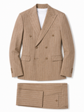 Abito Uomo Beige Gessato Doppiopetto