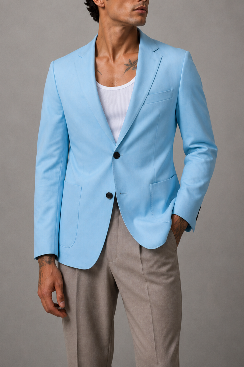 Giacca Uomo Monopetto Leggera Effetto Maglia