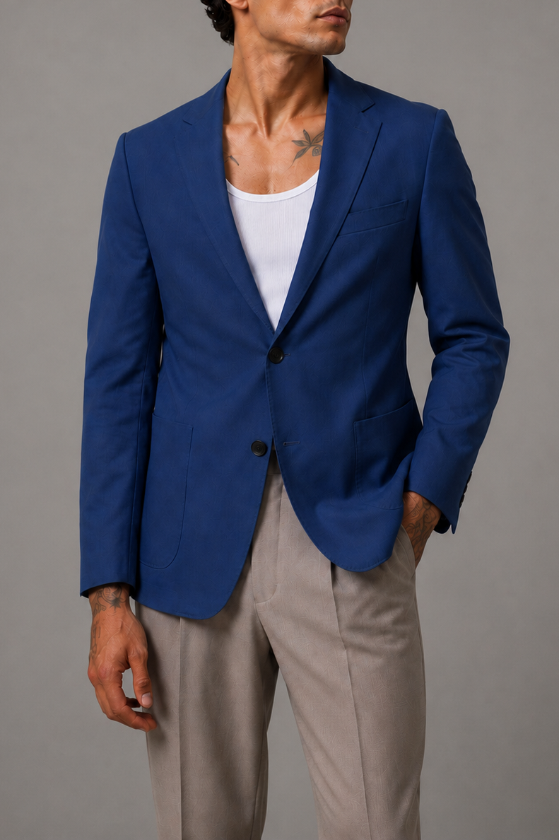 Giacca Uomo Monopetto Leggera Effetto Maglia