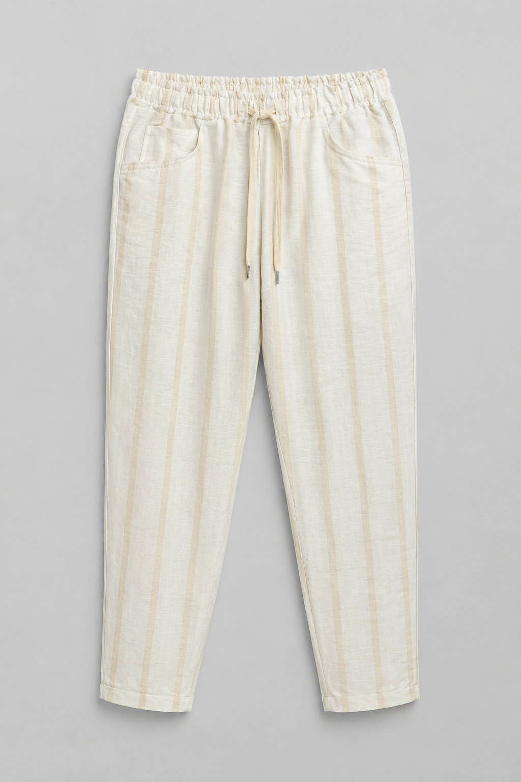 Pantalone Relaxed in Lino a Righe