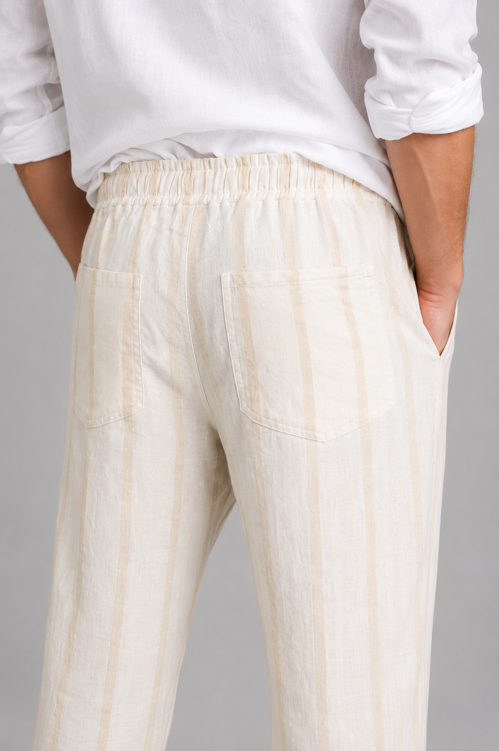 Pantalone Relaxed in Lino a Righe
