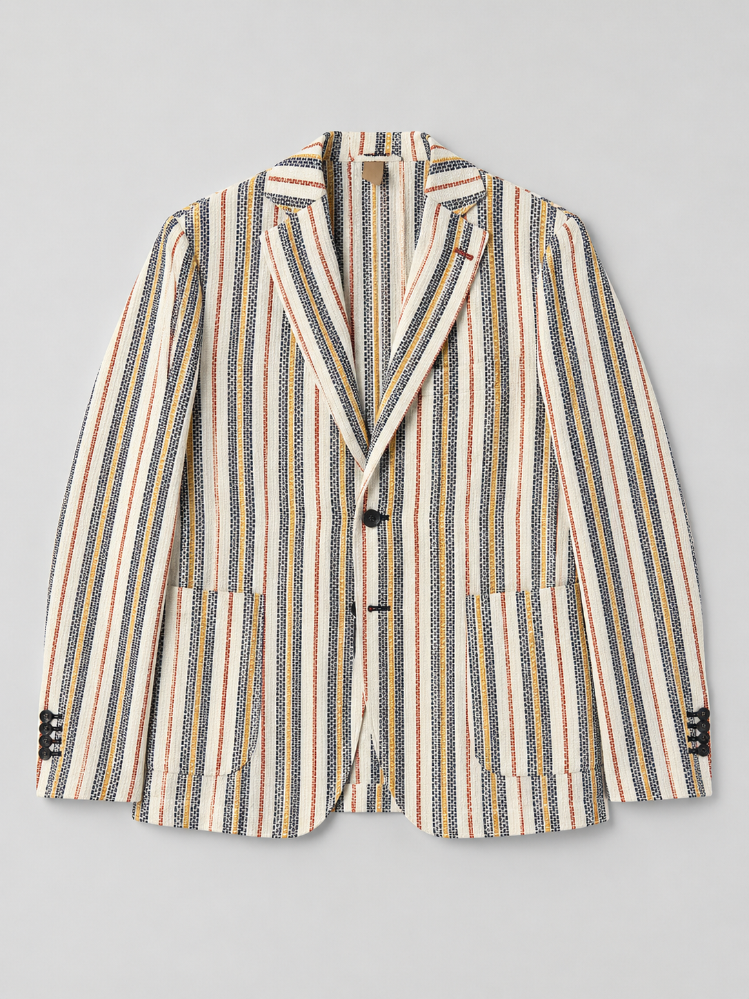 Giacca Uomo Monopetto Gessata Multicolor