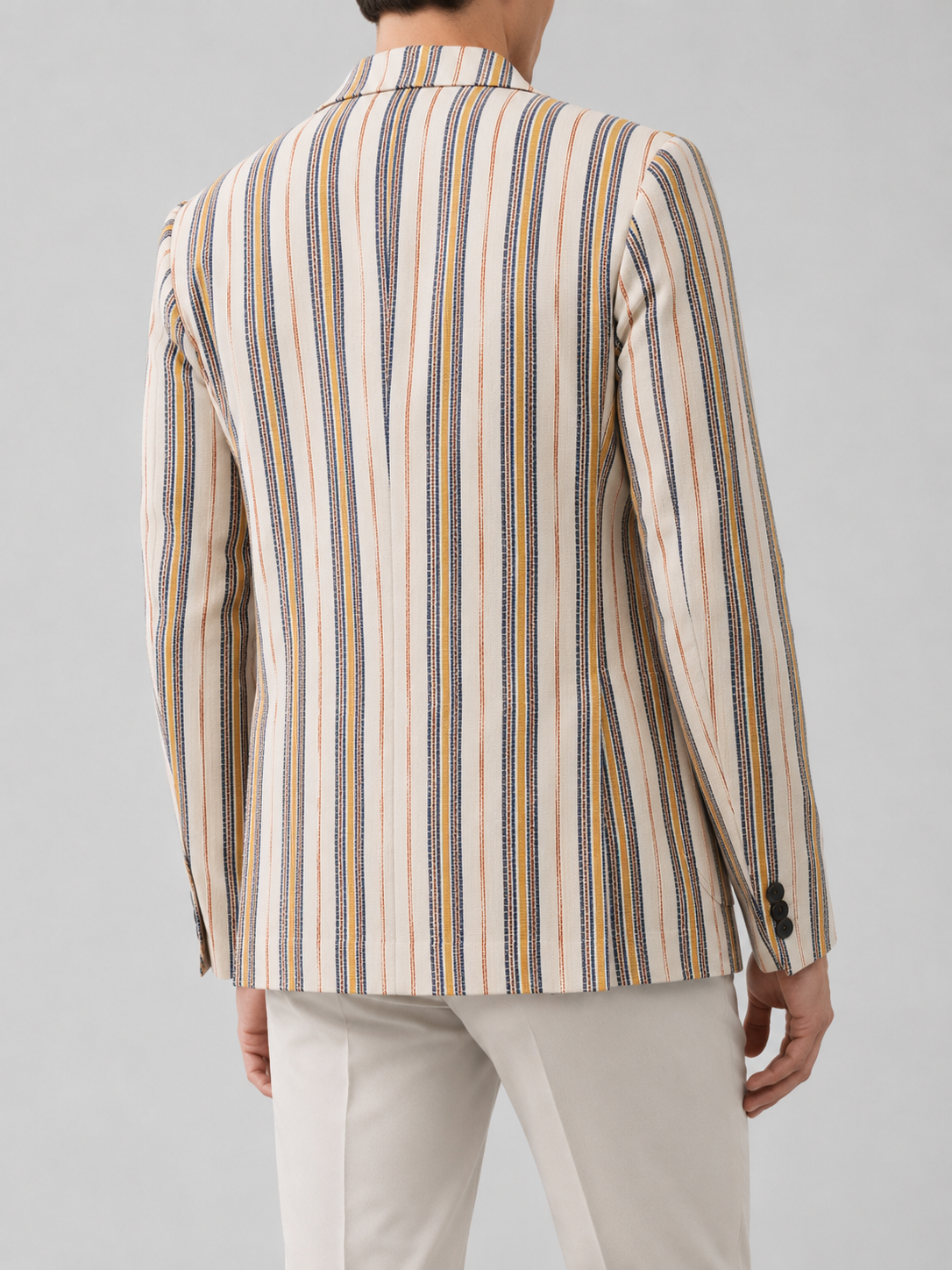 Giacca Uomo Monopetto Gessata Multicolor
