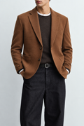 Giacca Monopetto Uomo Marrone Bruciato Slim Fit
