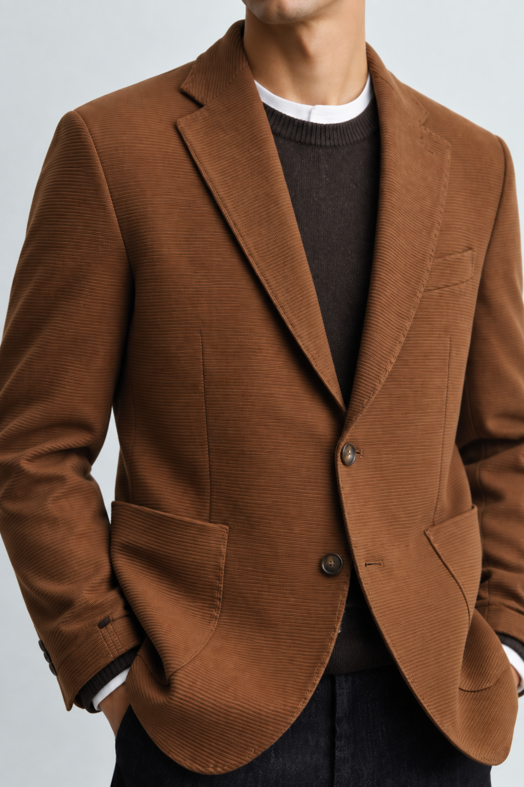 Giacca Monopetto Uomo Marrone Bruciato Slim Fit