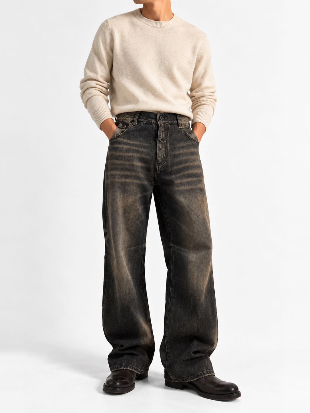 Jeans Wide Leg Vintage Sand