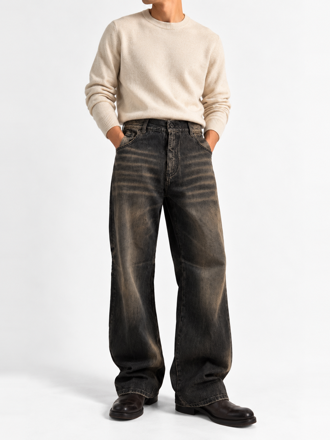 Jeans Wide Leg Vintage Sand