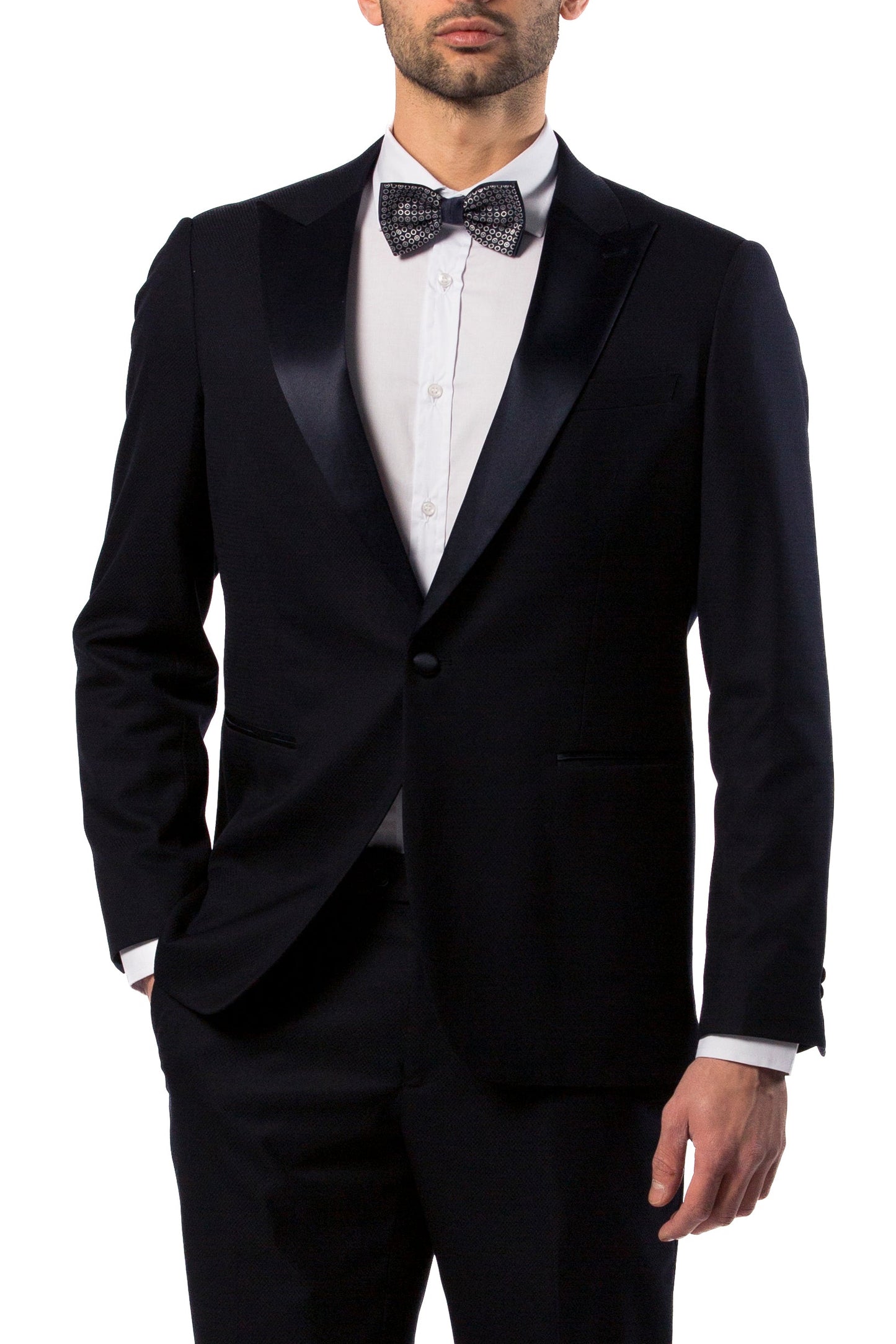 Abito Uomo Blu Notte con Rever a Lancia in Raso