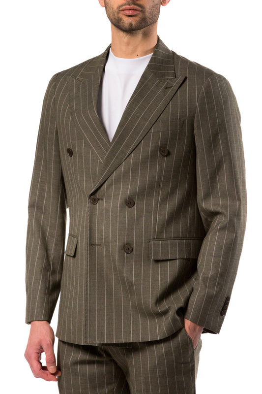 Abito Uomo Verde Gessato Doppiopetto