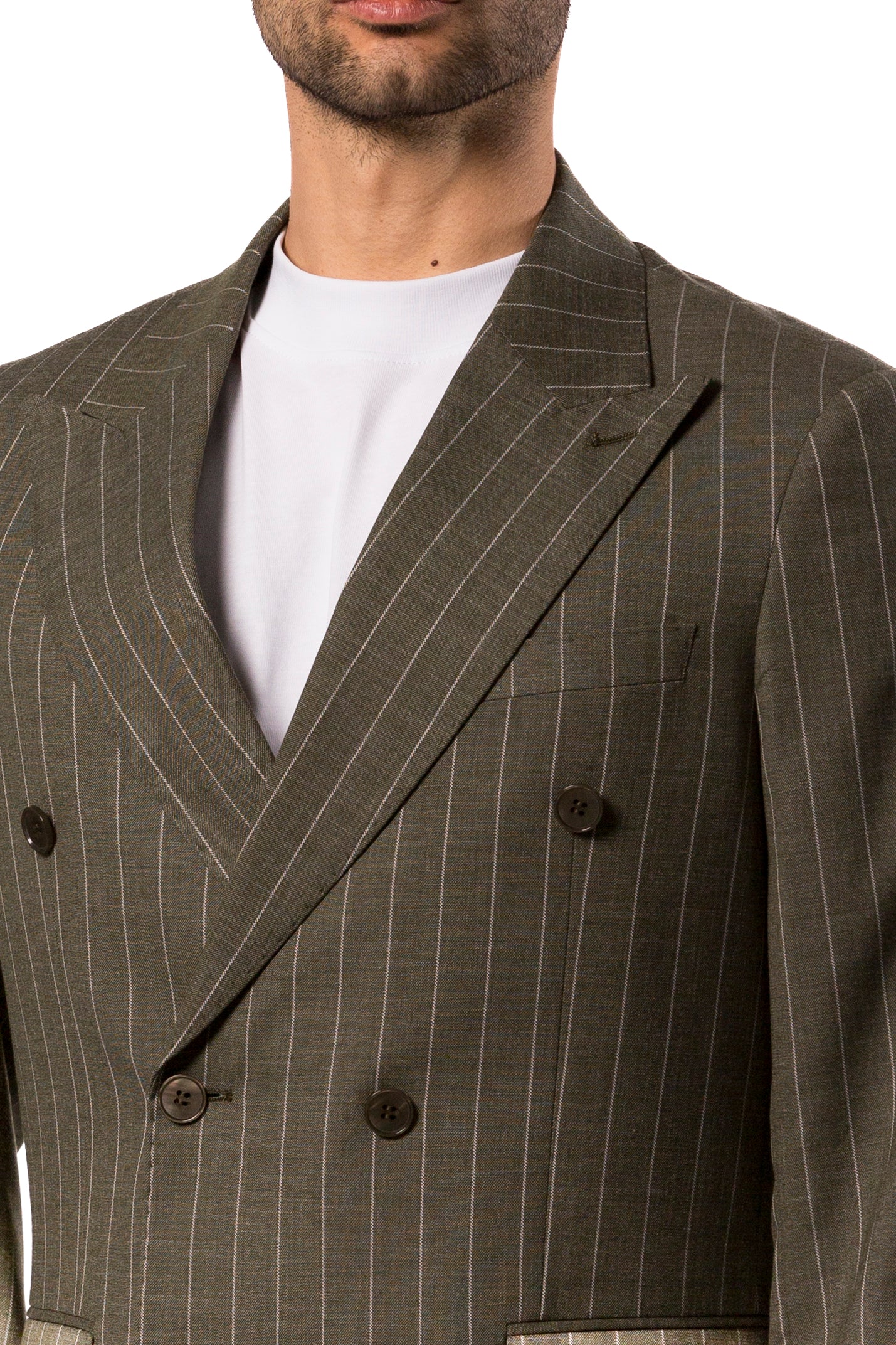 Abito Uomo Verde Gessato Doppiopetto