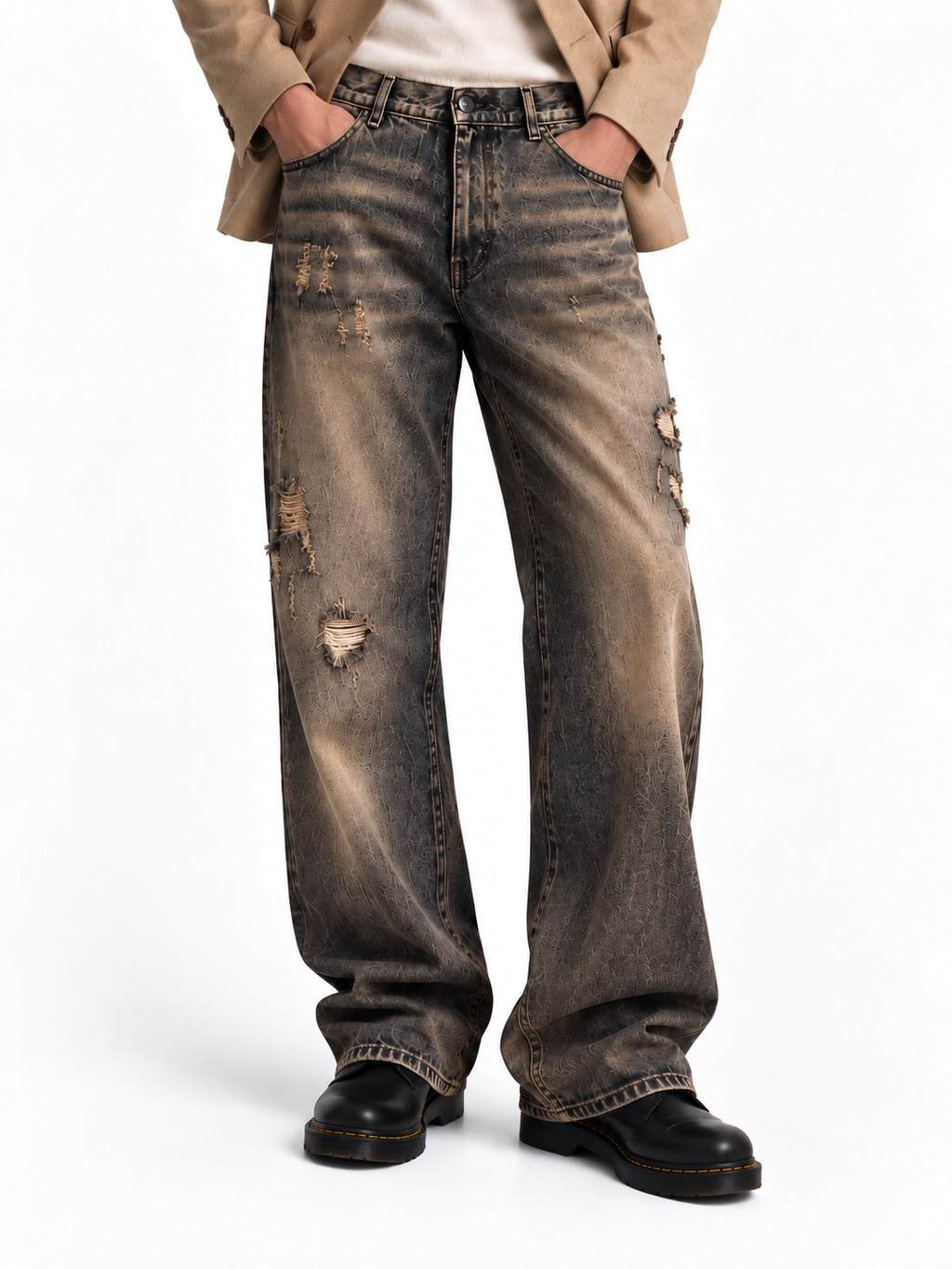 Jeans Wide Leg Vintage Sand - dettaglio